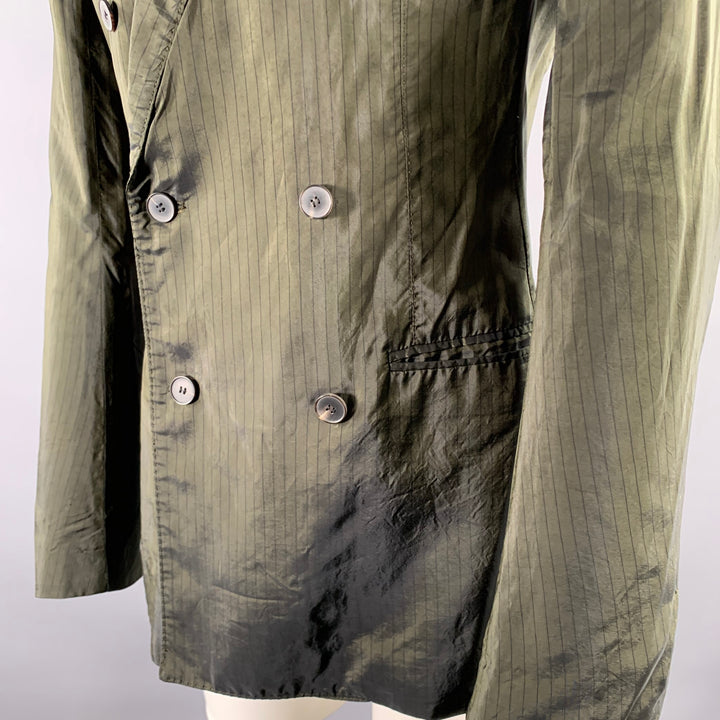 HAIDER ACKERMANN Size 38 Green Olive Pinstripe Viscose Blend Jacket