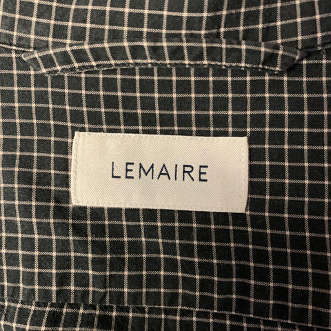 LEMAIRE Size S Black Cream Check Cotton Blend Cutaway Long Sleeve Shirt