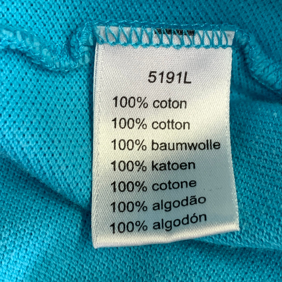 LACOSTE Size L Blue Aqua Cotton Logo Patch Polo