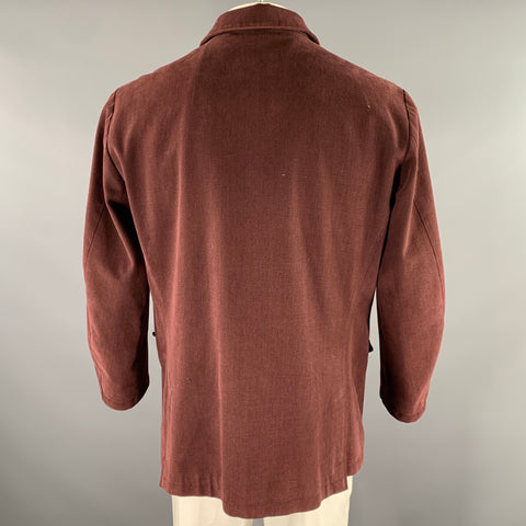 LORO PIANA Size XL Burgundy Cotton Zip Up Jacket