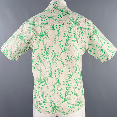 JOHN ELLIOTT Size XS Beige Green Abstract One Pocket Short Sleeve Shirt