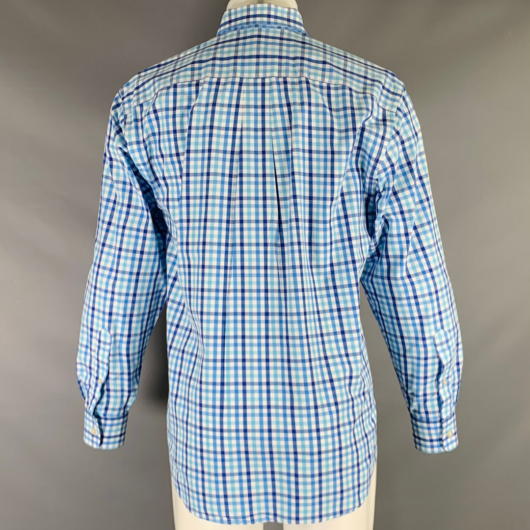 VINEYARD VINES Size M Blue White Checkered Cotton One pocket Long Sleeve Shirt