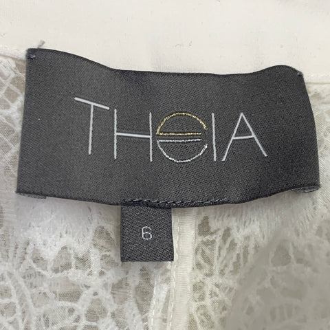 THEIA Size 6 Cream Polyester Lace Shawl Collar Jacket Blazer