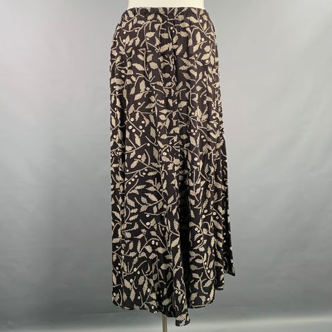 MARANT ETOILE Size 8 Elonae Black Cream Viscose Abstract Drawstring Skirt