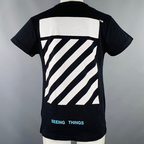 OFF-WHITE 2017 Size XXS Black Multi Color Graphic Cotton Short Sleeve T-shirt