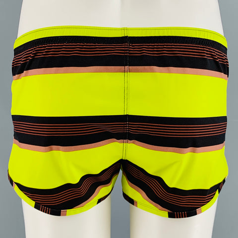 CHARLIE Size S Yellow Brown Stripe Nylon Blend Drawstring Speedo