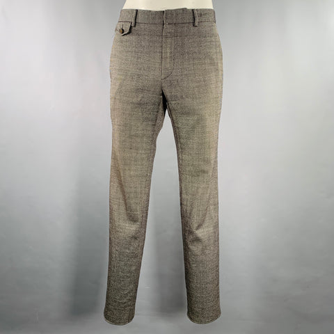 GUCCI Size 34 Black Grey Nailhead Wool Mohair Flat Front Dress Pants