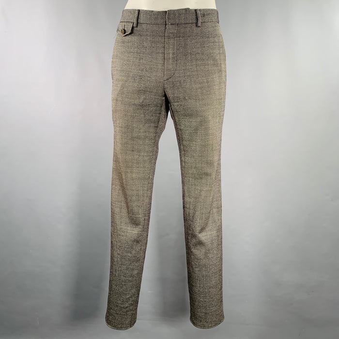 GUCCI Size 34 Black Grey Nailhead Wool Mohair Flat Front Dress Pants
