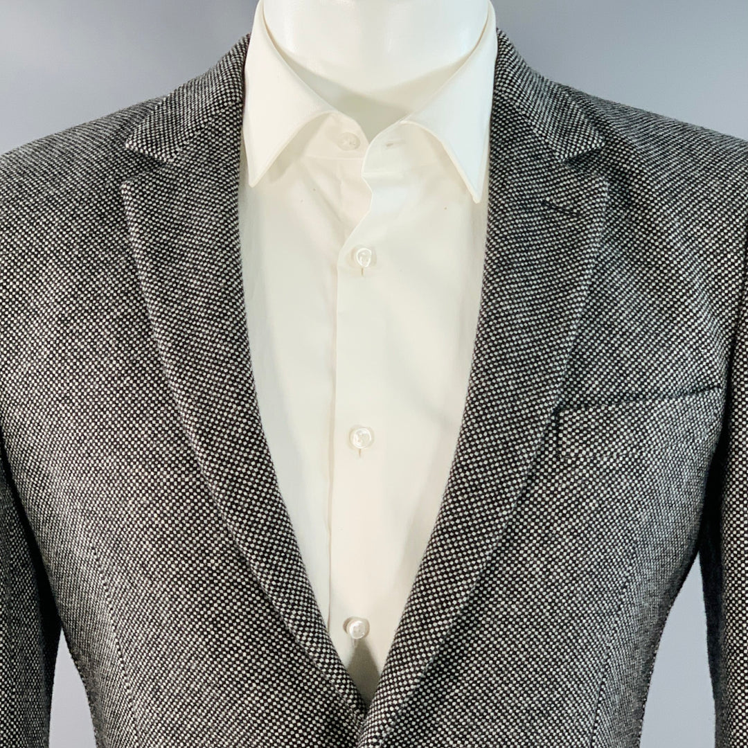 AMI by ALEXANDRE MATTIUSSI Size 36 Black Grey Woven Wool Blend Notch Lapel Sport Coat