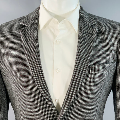 AMI by ALEXANDRE MATTIUSSI Size 36 Black Grey Woven Wool Blend Notch Lapel Sport Coat