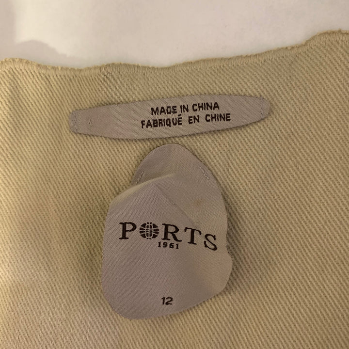 PORTS 1961 Size 12 Khaki Cotton Blend Embroidered Jacket