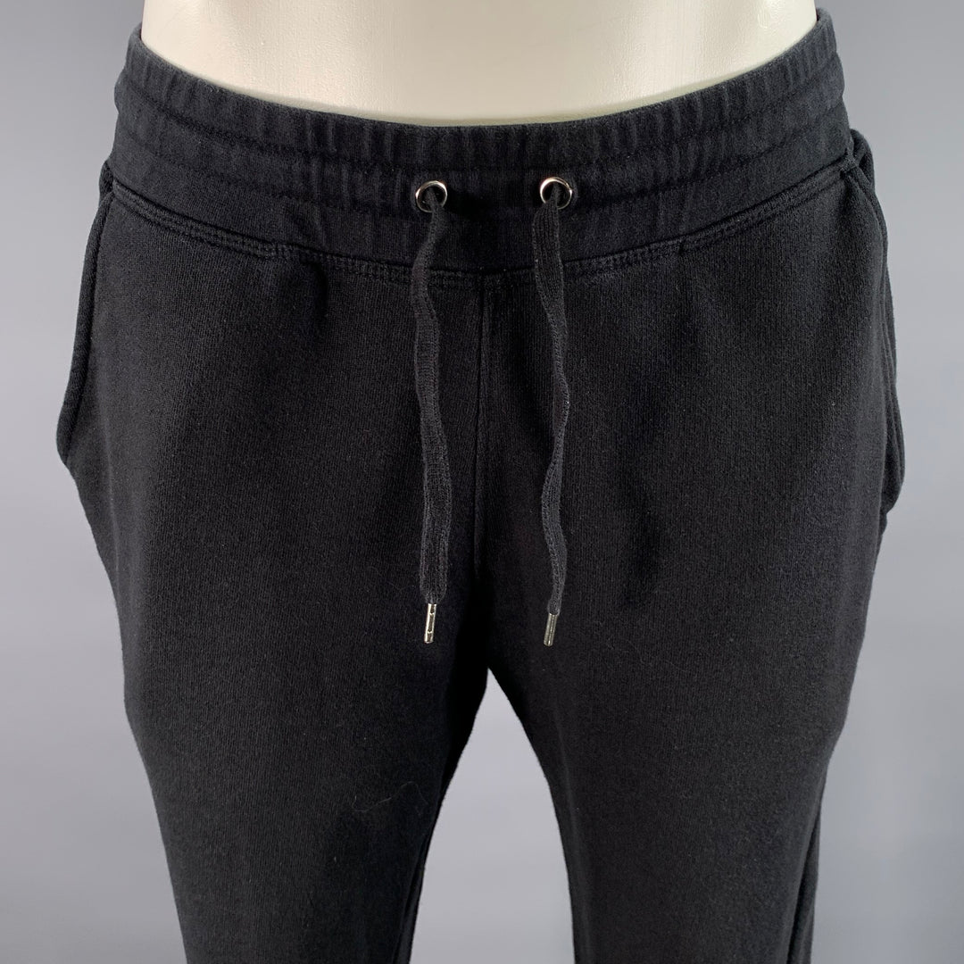 BALMAIN Size M Black Cotton Solid Joggers Casual Pants