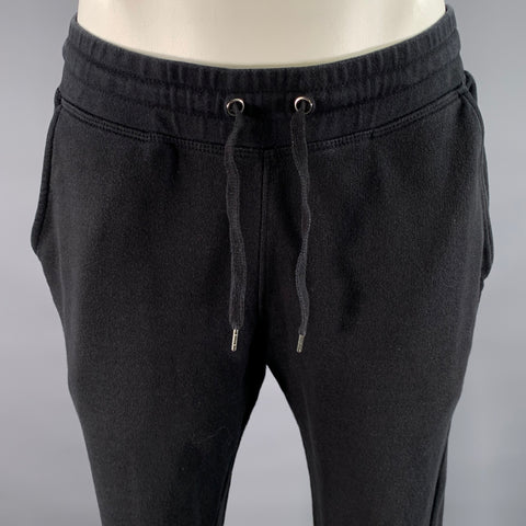 BALMAIN Size M Black Cotton Solid Joggers Casual Pants