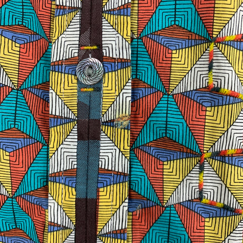 ROBERT GRAHAM Size L Multi Color Geometric Cotton Button Up Short Sleeve Shirt