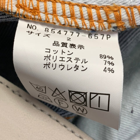 NO ID. BLACK Size 30 Blue Orange Contrast Stitch Cotton Blend High Waisted Bootcut Jeans