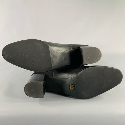 STUART WEITZMAN Size 8.5 Black Leather Mixed Materials Pull On Boots