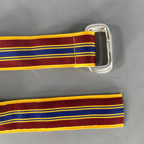 RALPH LAUREN Burgundy Navy Stripe Nylon Belt