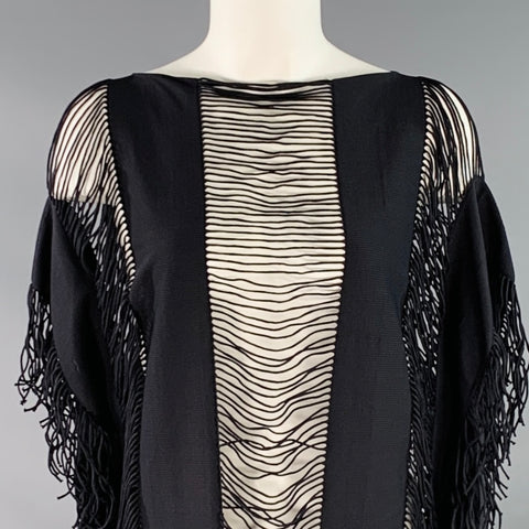 PILYQ Size S Monique Black Polyamide Blend Fringe Sleeveless Casual Top