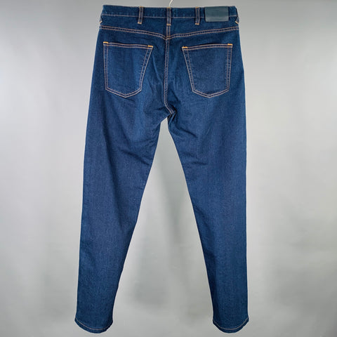 PS by PAUL SMITH Size 32 Blue Contrast Stitch Cotton Blend Straight Jeans
