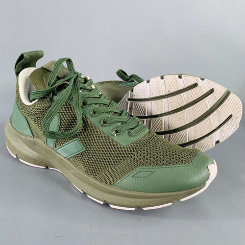 RICK OWENS Size 9 Green Mixed Materials Nylon Runner Sneakers