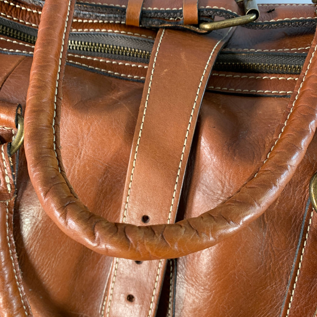 PATRICIA NASH One Size Brown Leather Shoulder Strap Overnight Bag