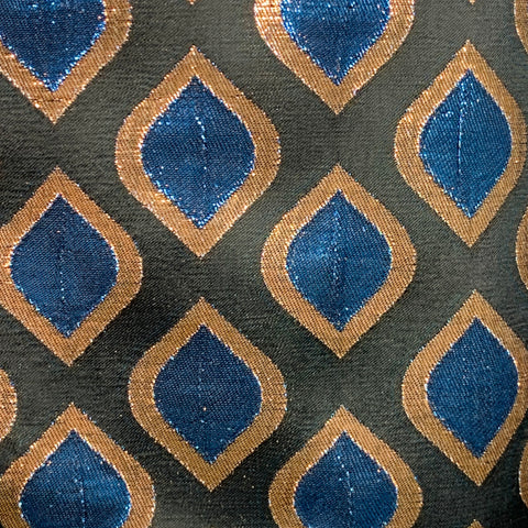 ETRO Size 8 Black Blue Metallic Geometric Peak Lapel Jacket Blazer