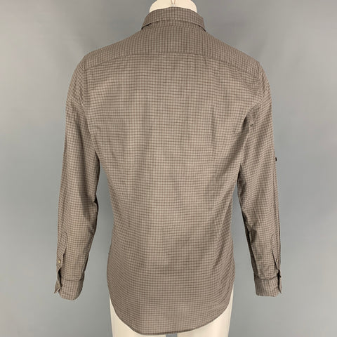JOHN VARVATOS Taille M Chemise à manches longues en coton à carreaux marron