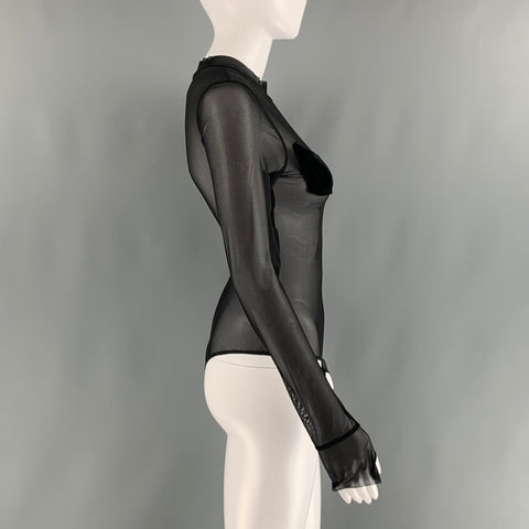 SAMIMIRO VINTAGE Size M Black Nylon Elastane See Through Bodysuit