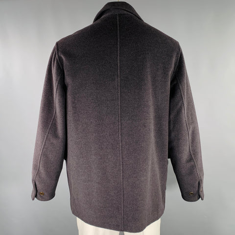 LUCIANO BARBERA Size 42 Grey Wool Blend Single Breasted Coat