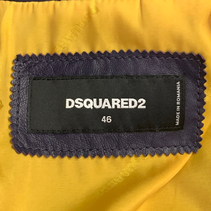 DSQUARED2 Size 36 Purple Leather Motorcycle Jacket