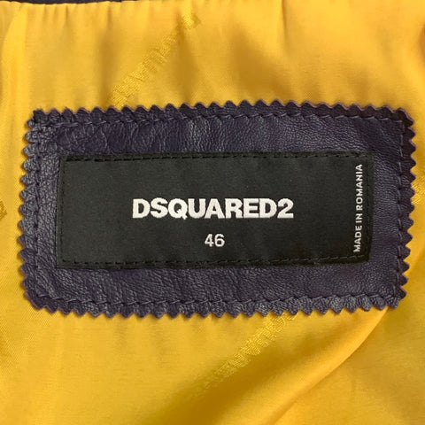 DSQUARED2 Size 36 Purple Leather Motorcycle Jacket