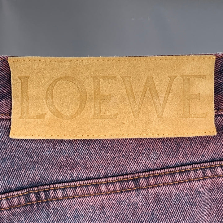 LOEWE x PAULA'S IBIZA Size 34 Blue Pink Green Dip Dyed Denim Twill Straight Jeans