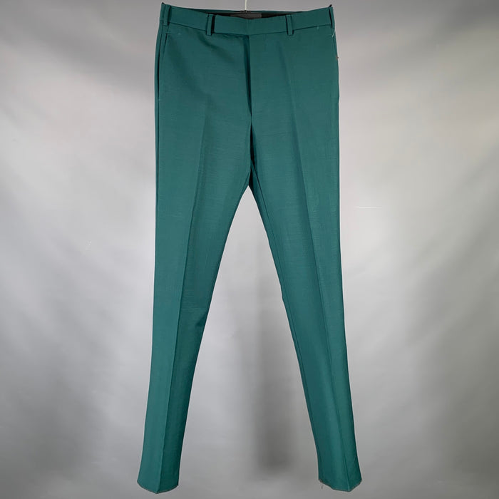 PRADA Size 30 Green Wool Mohair Button Fly Dress Pants
