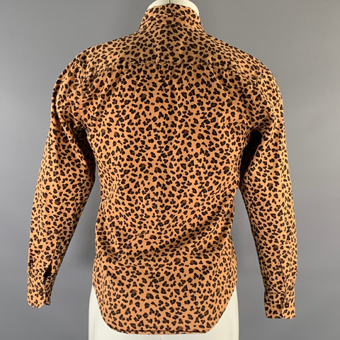 NAKED AND FAMOUS Size M Brown Black Animal Print Button Down Long Sleeve Shirt