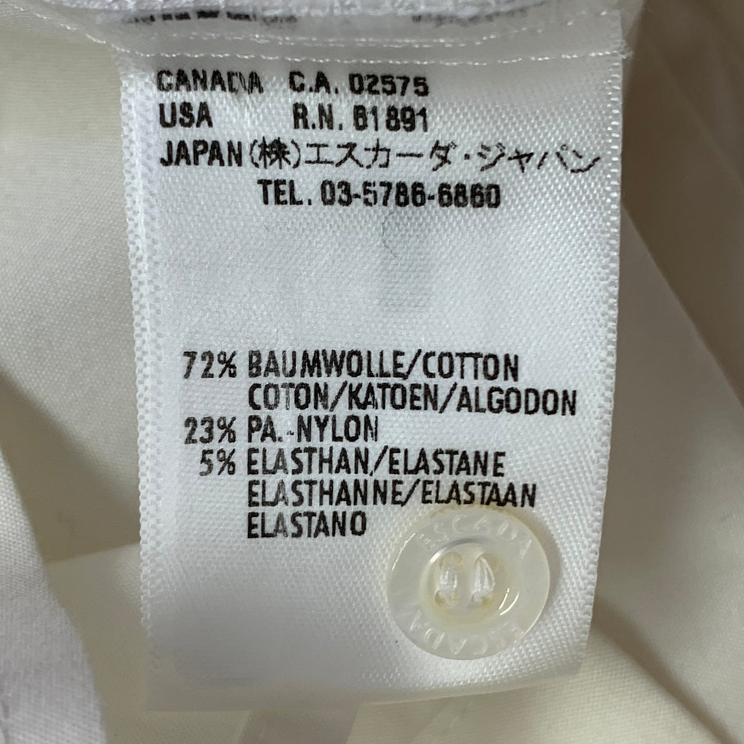 ESCADA Size XL Cream Cotton Blend Pleated Bib Button Up Shirt