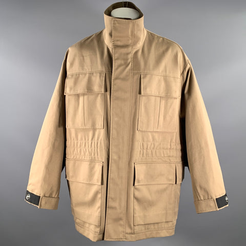 AMI by ALEXANDRE MATTIUSSI Size M Khaki Polyester Blend Zip & Snaps Coat