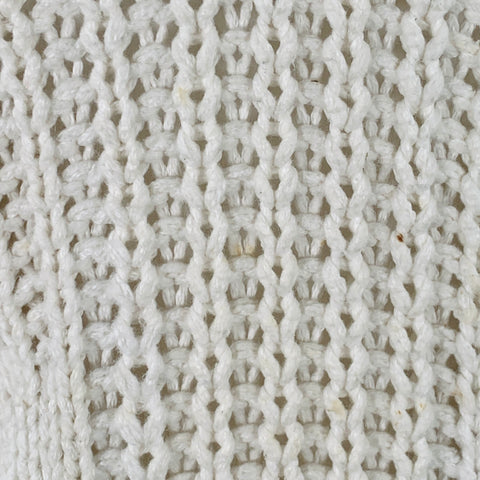 IRO Size XL Cream Cotton Blend Cable Knit Fringe Oversized V-Neck Sweater