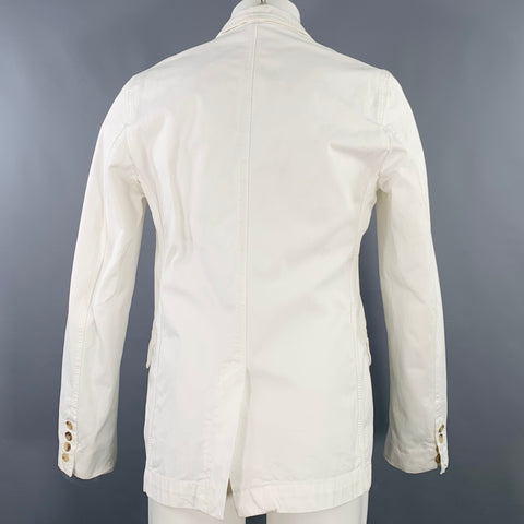 D&G by DOLCE & GABBANA Size 38 White Cotton Peak Lapel Jacket