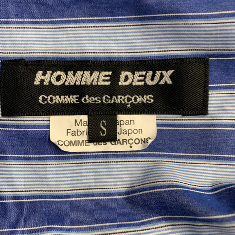 COMME des GARCONS Size S Blue White Stripe Cotton Patchwork Long Sleeve Shirt