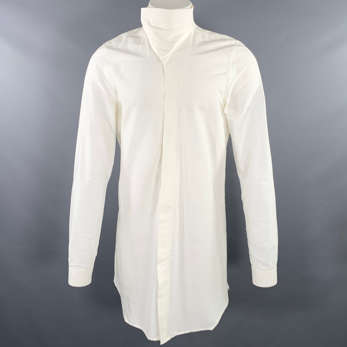 RICK OWENS SS16 Size M -Cyclops- Cream Cotton Silk Long Sleeve Shirt