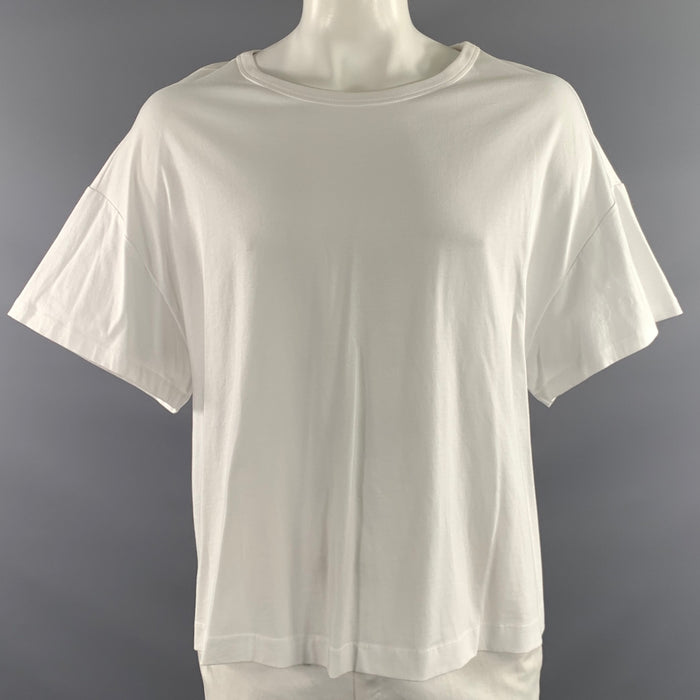 DRIES VAN NOTEN Size L White Solid Cotton Oversized T shirt
