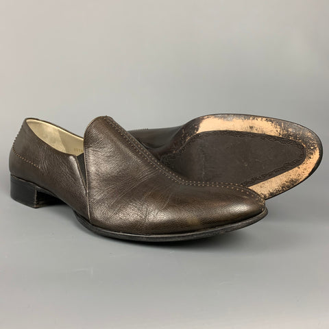 BRUNO MAGLI Size 9 Brown Contrast Stitch Leather Loafers