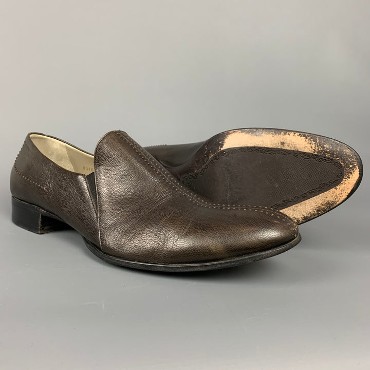 BRUNO MAGLI Size 9 Brown Contrast Stitch Leather Loafers