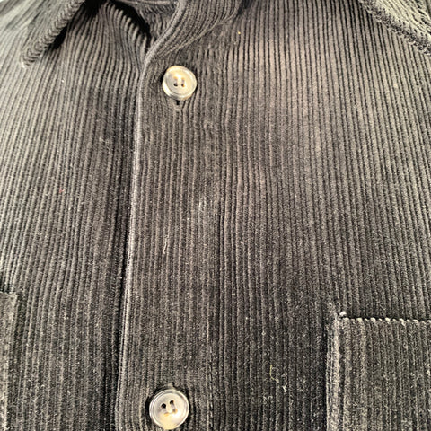 A.P.C. Size XXL Black Corduroy Cotton Two Pockets Long Sleeve Shirt