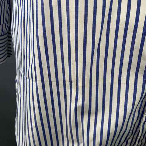 I.MAGNIN Size L Navy White Stripe Cotton Pointed Collar Long Sleeve Shirt