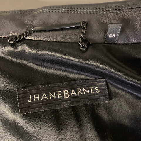 JHANE BARNES Size XXL Black Leather Double Breasted Coat