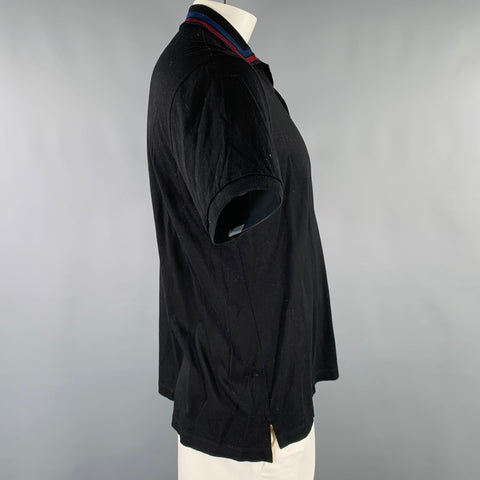 PAUL SMITH Size L Black Red Blue Cotton Contrast Trim Polo