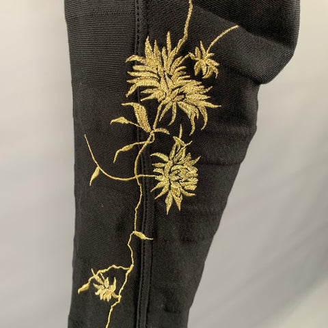 HAIDER ACKERMANN Size M Black Gold Embroidery Cotton Casual Pants