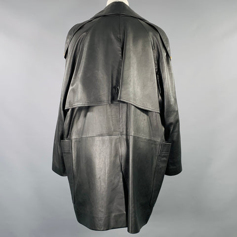 KHAITE Size S The Eden Black Leather Calfskin Trench Coat