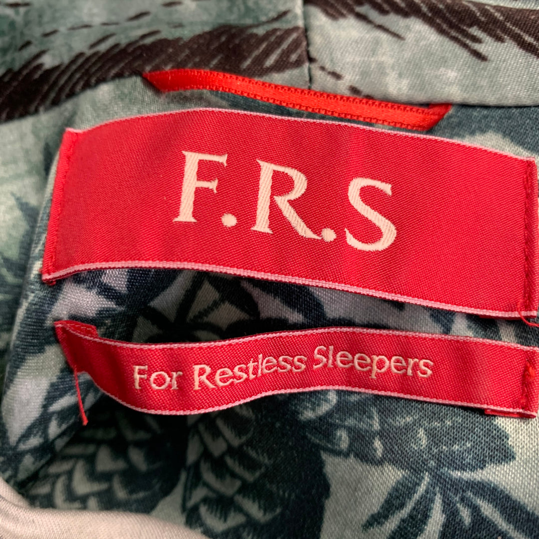 F.R.S. Size M Green Brown Cupro Graphic Pajama Pantsuit